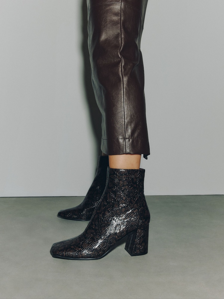 Chocolate Brown Standard fit Forever Comfort® Textured Square Toe Ankle Boots - Image 1 of 9 Chocolate Brown Standard fit Forever Comfort® Textured Square Toe Ankle Boots - Image 1 of 9