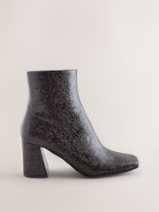 Chocolate Brown Standard fit Forever Comfort® Textured Square Toe Ankle Boots - Image 2 of 9