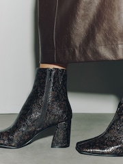 Chocolate Brown Standard fit Forever Comfort® Textured Square Toe Ankle Boots - Image 5 of 9