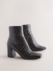 Chocolate Brown Standard fit Forever Comfort® Textured Square Toe Ankle Boots - Image 6 of 9