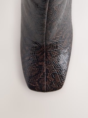 Chocolate Brown Standard fit Forever Comfort® Textured Square Toe Ankle Boots - Image 7 of 9