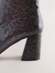 Chocolate Brown Standard fit Forever Comfort® Textured Square Toe Ankle Boots - Image 8 of 9