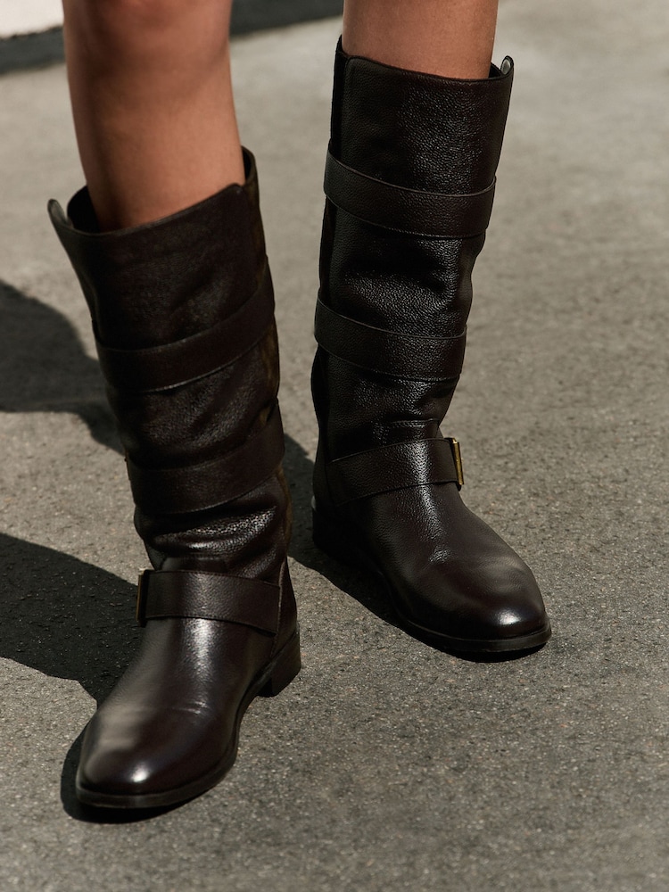 Brown Standard fit Forever Comfort® Pirate Knee High Pull On Leather Boots - Image 5 of 5 Brown Standard fit Forever Comfort® Pirate Knee High Pull On Leather Boots - Image 5 of 5