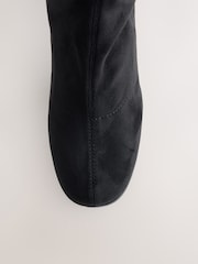Black Forever Comfort® Block Heel Knee High Sock Boots - Image 3 of 5