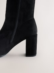 Black Forever Comfort® Block Heel Knee High Sock Boots - Image 4 of 5