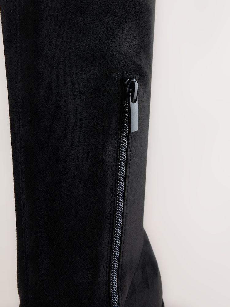 Black Forever Comfort® Block Heel Knee High Sock Boots - Image 5 of 5 Black Forever Comfort® Block Heel Knee High Sock Boots - Image 5 of 5