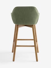 Relaxed Linen Look Mid Green Mid Wood Leg Anderson Bar Stool - Image 7 of 8