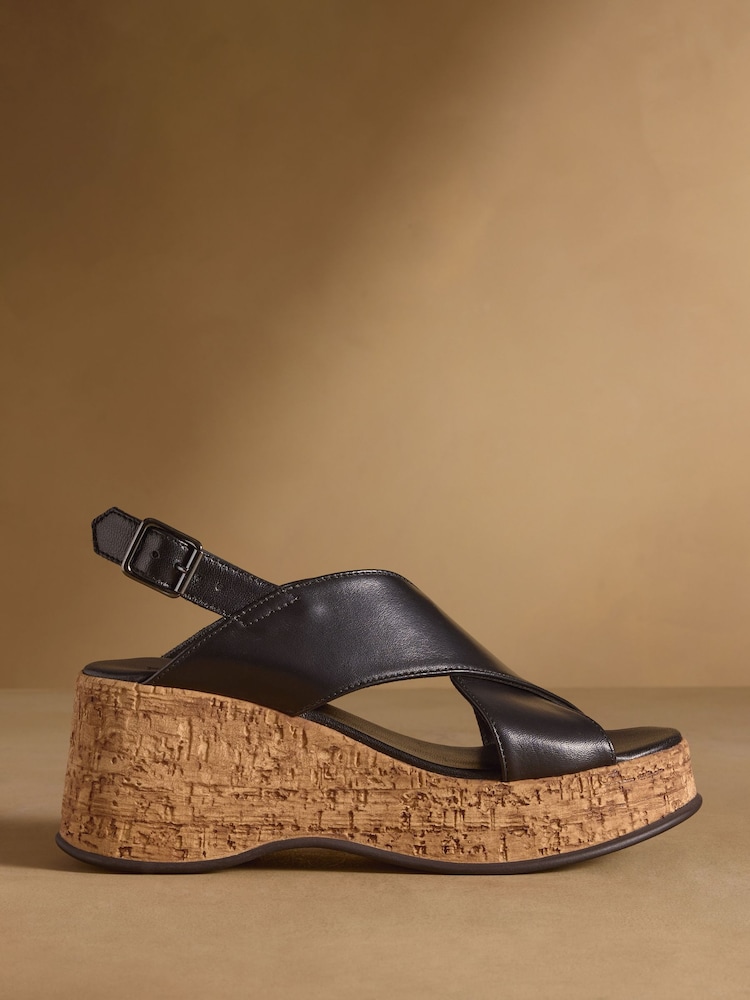 Russell & Bromley Black Brooke Wedge Sandals - Image 2 of 7