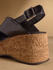 Russell & Bromley Black Brooke Wedge Sandals - Image 6 of 7