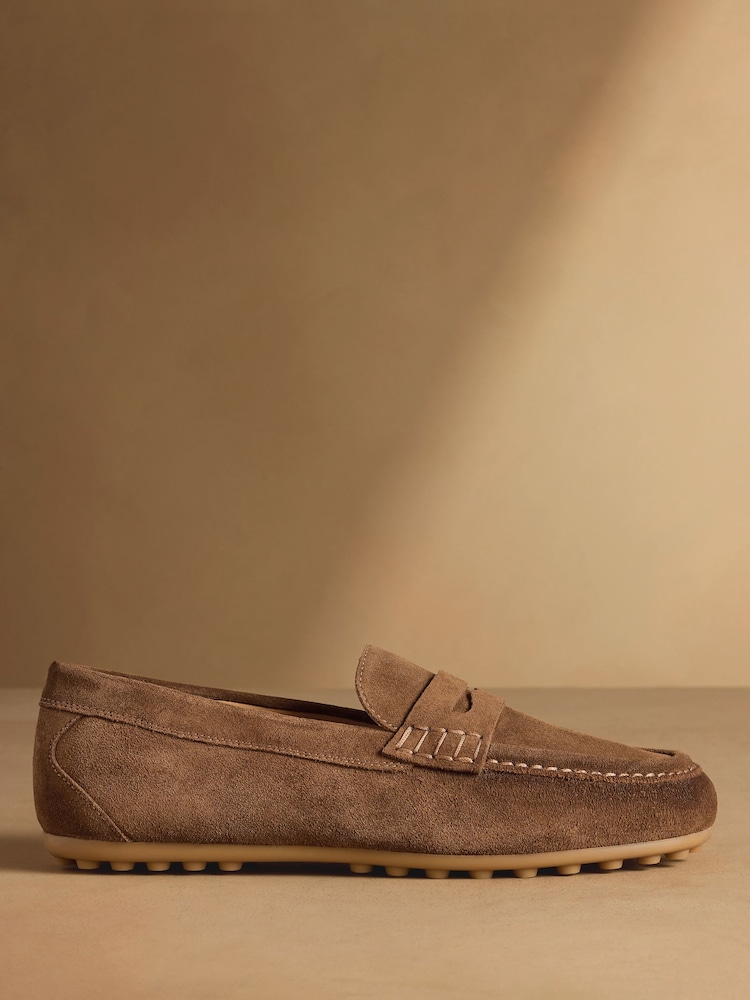 Russell & Bromley Brown Suede Stapeley Loafers - Image 1 of 7