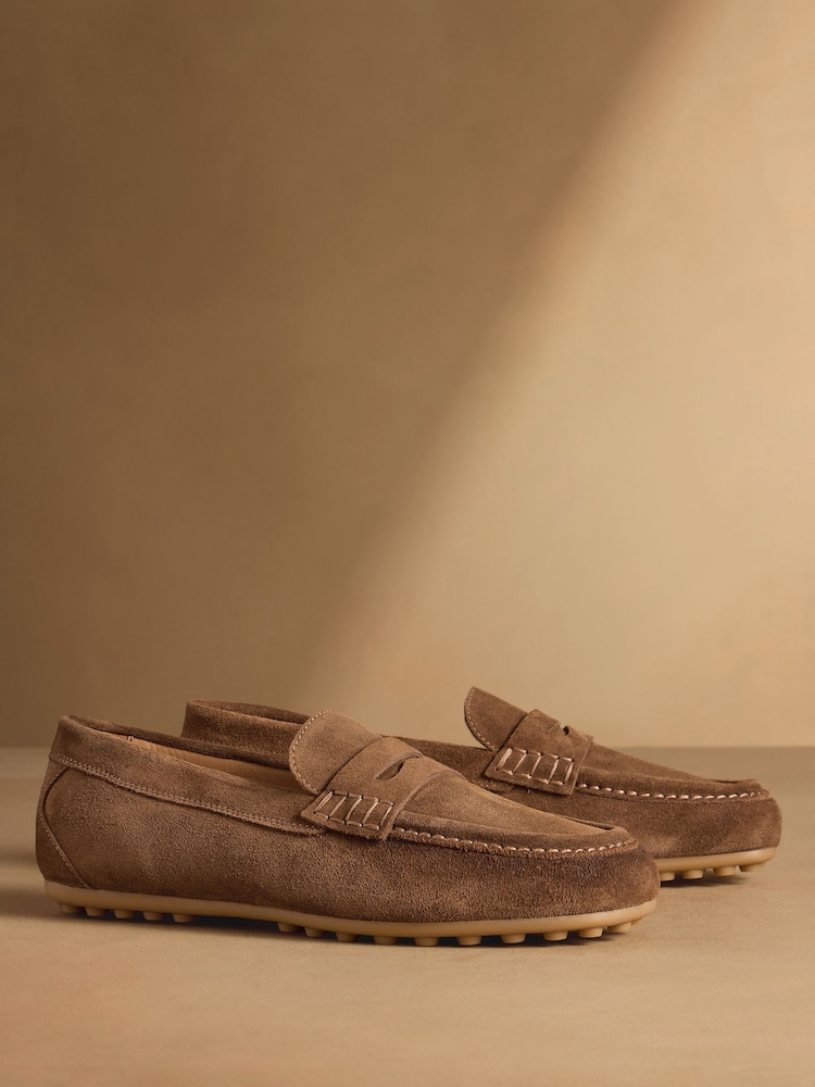 Russell & Bromley Brown Suede Stapeley Loafers - Image 2 of 7