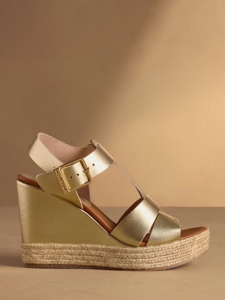Russell & Bromley Gold Havana Espadrille Wedges - Image 2 of 7 Russell & Bromley Gold Havana Espadrille Wedges - Image 2 of 7