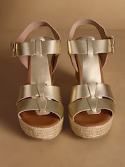Russell & Bromley Gold Havana Espadrille Wedges - Image 3 of 7