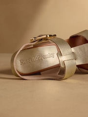 Russell & Bromley Gold Havana Espadrille Wedges - Image 4 of 7