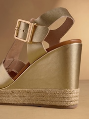 Russell & Bromley Gold Havana Espadrille Wedges - Image 5 of 7