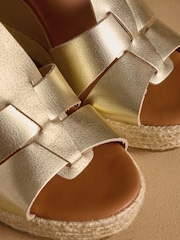 Russell & Bromley Gold Havana Espadrille Wedges - Image 7 of 7