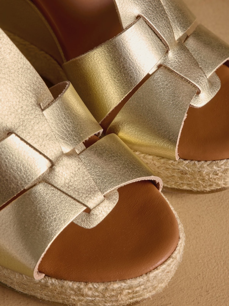Russell & Bromley Gold Havana Espadrille Wedges - Image 7 of 7 Russell & Bromley Gold Havana Espadrille Wedges - Image 7 of 7