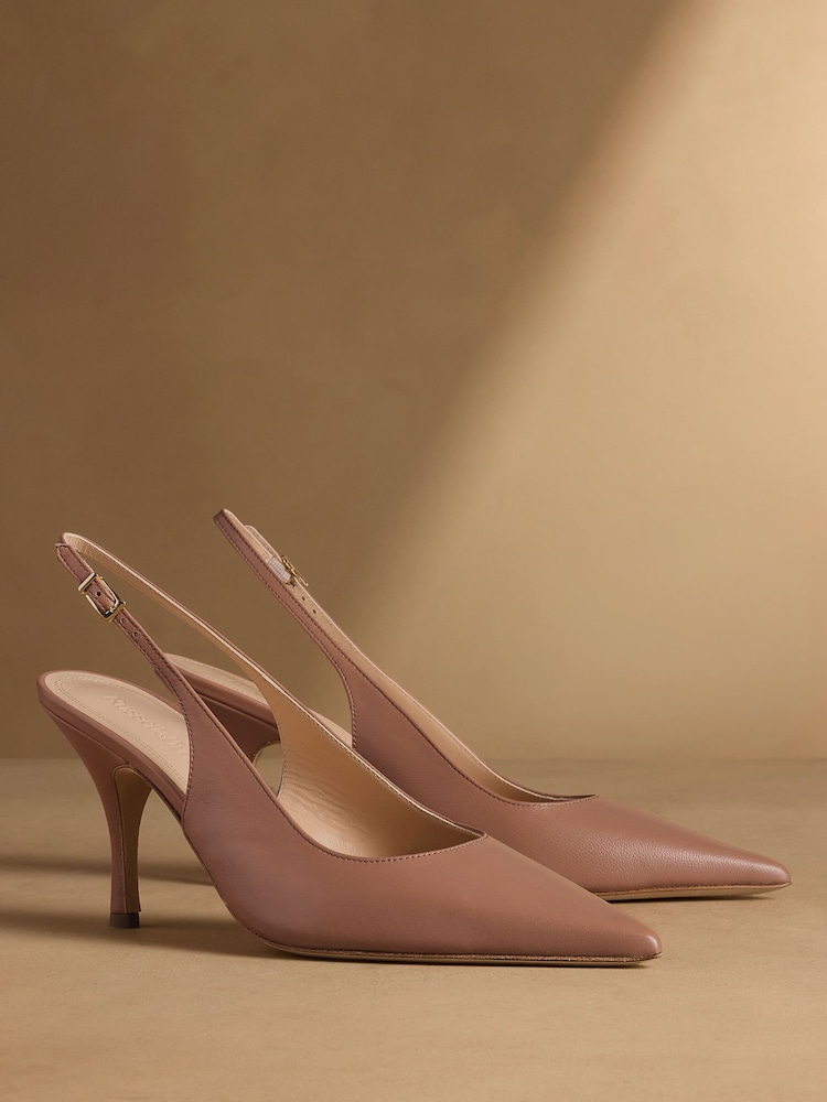 Russell & Bromley Blush Pink Hillcliffe Slingback High Heeled Courts - Image 1 of 7