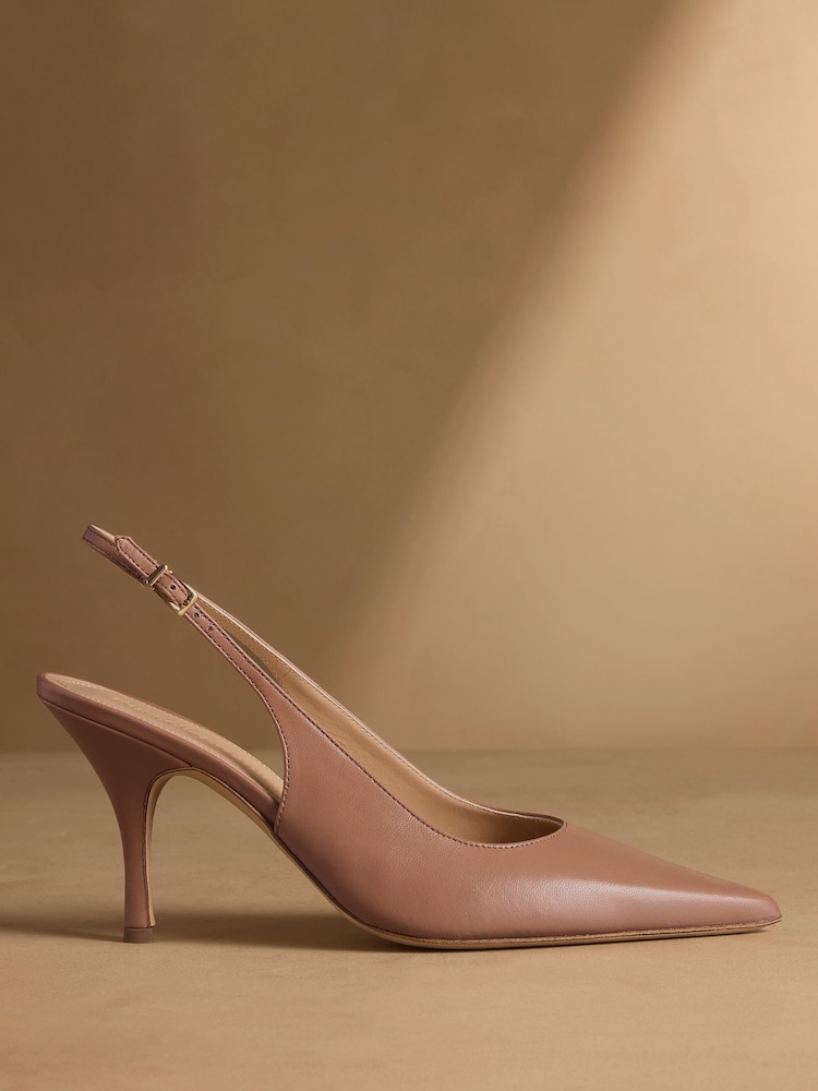Russell & Bromley Blush Pink Hillcliffe Slingback High Heeled Courts - Image 2 of 7