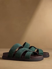 Russell & Bromley Teal Blue Suede Raughton Footbed Sandals - Image 1 of 7