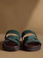 Russell & Bromley Teal Blue Suede Raughton Footbed Sandals - Image 3 of 7