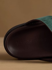Russell & Bromley Teal Blue Suede Raughton Footbed Sandals - Image 5 of 7