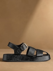 Russell & Bromley Black Embossed Fisherman Sandals - Image 2 of 7