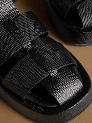 Russell & Bromley Black Embossed Fisherman Sandals - Image 4 of 7