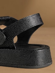 Russell & Bromley Black Embossed Fisherman Sandals - Image 6 of 7
