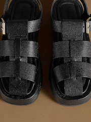 Russell & Bromley Black Embossed Fisherman Sandals - Image 7 of 7