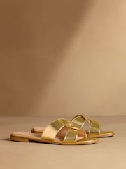 Russell & Bromley Gold Newby Interlock Sandals - Image 1 of 7