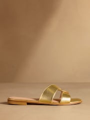 Russell & Bromley Gold Newby Interlock Sandals - Image 2 of 7
