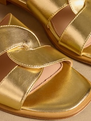 Russell & Bromley Gold Newby Interlock Sandals - Image 4 of 7