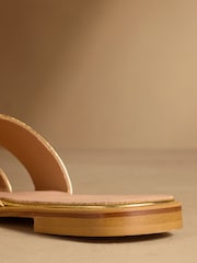 Russell & Bromley Gold Newby Interlock Sandals - Image 6 of 7