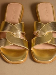 Russell & Bromley Gold Newby Interlock Sandals - Image 7 of 7