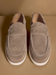 Russell & Bromley Taupe Suede Benny Loafers - Image 3 of 7