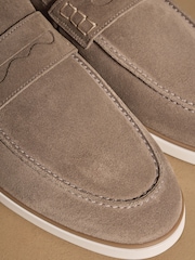 Russell & Bromley Taupe Suede Benny Loafers - Image 4 of 7