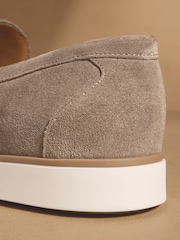 Russell & Bromley Taupe Suede Benny Loafers - Image 6 of 7