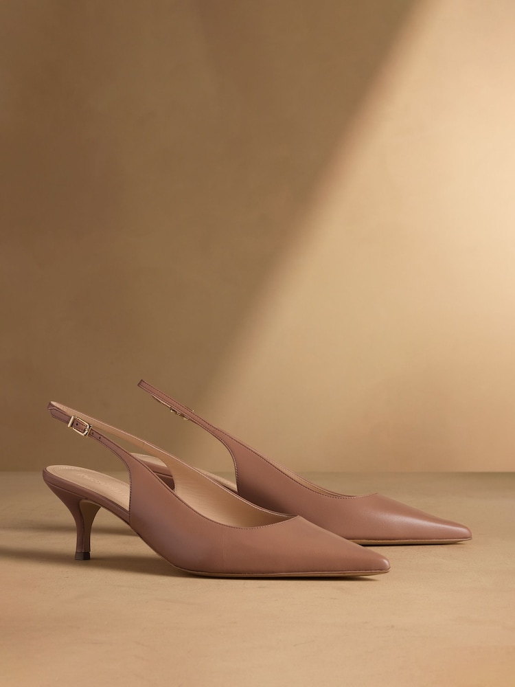 Roz pastel - Russell & Bromley Hillcliffe Slingback Mid Court Shoes - Imaginea 1 din 7