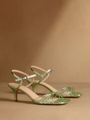 Russell & Bromley Green Metallic Superstow Mid Strappy Heeled Sandals - Image 1 of 7