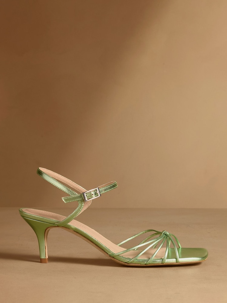 Russell & Bromley Green Metallic Superstow Mid Strappy Heeled Sandals - Image 2 of 7