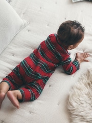 紅色方格圖案 - Christmas Sleepsuit (0mths-3yrs) - 圖片 3，共 4