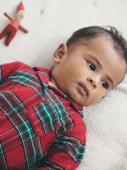 紅色方格圖案 - Christmas Sleepsuit (0mths-3yrs) - 圖片 4，共 4