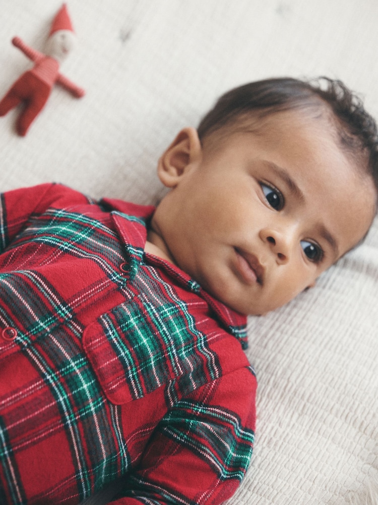 紅色方格圖案 - Christmas Sleepsuit (0mths-3yrs) - 圖片 4，共 4
