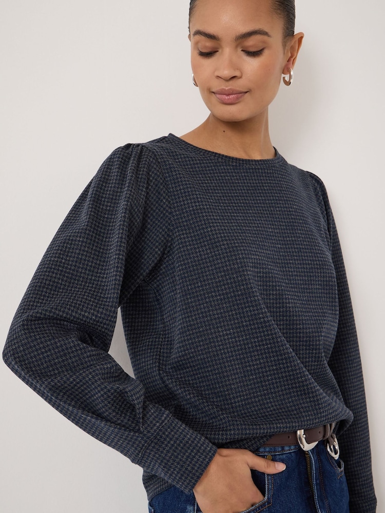 Hush Grey Emily Check Jersey Top - Image 2 of 6