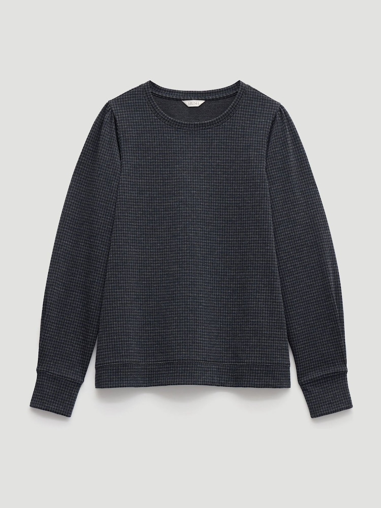 Hush Grey Emily Check Jersey Top - Image 6 of 6