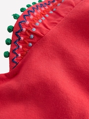 Boden Red Flutter Sleeve Trim Top - Image 3 of 3
