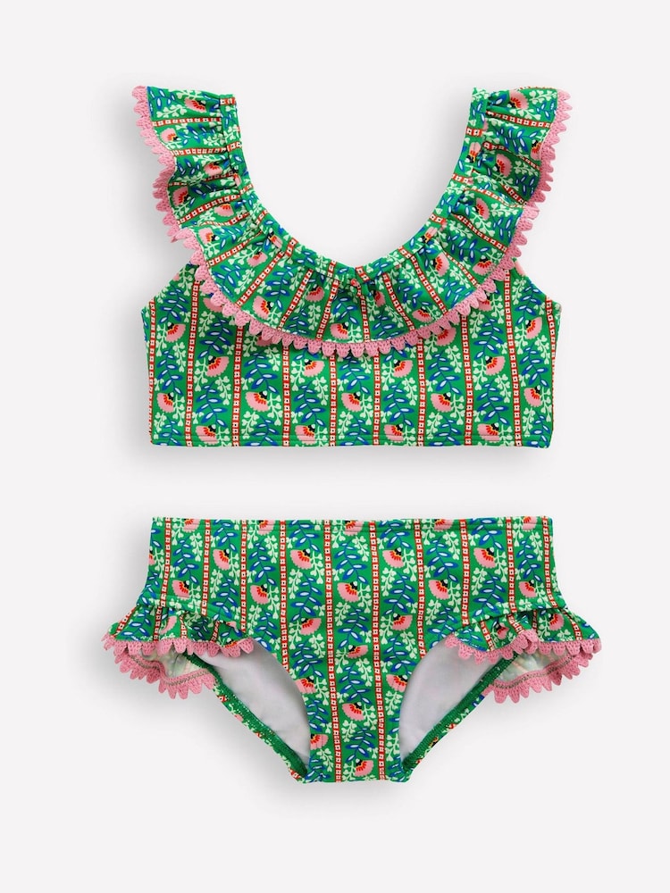Boden Green Frill V-Neck Bikini Set - Image 1 of 3