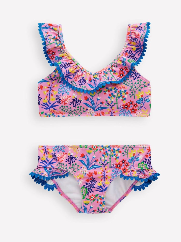 Boden Pink Frill V-Neck Bikini Set - Image 1 of 3