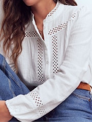 Boden White Broderie Double Cloth Top - Image 6 of 7